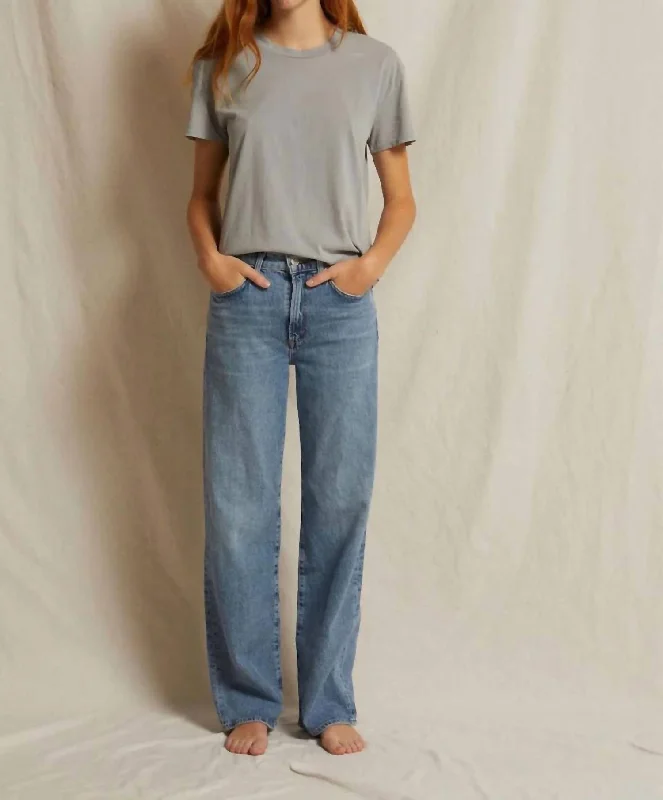 Harley Boxy Crew Tee In Aluminum Satin Fabric Silk Fabric Chiffon Fabric