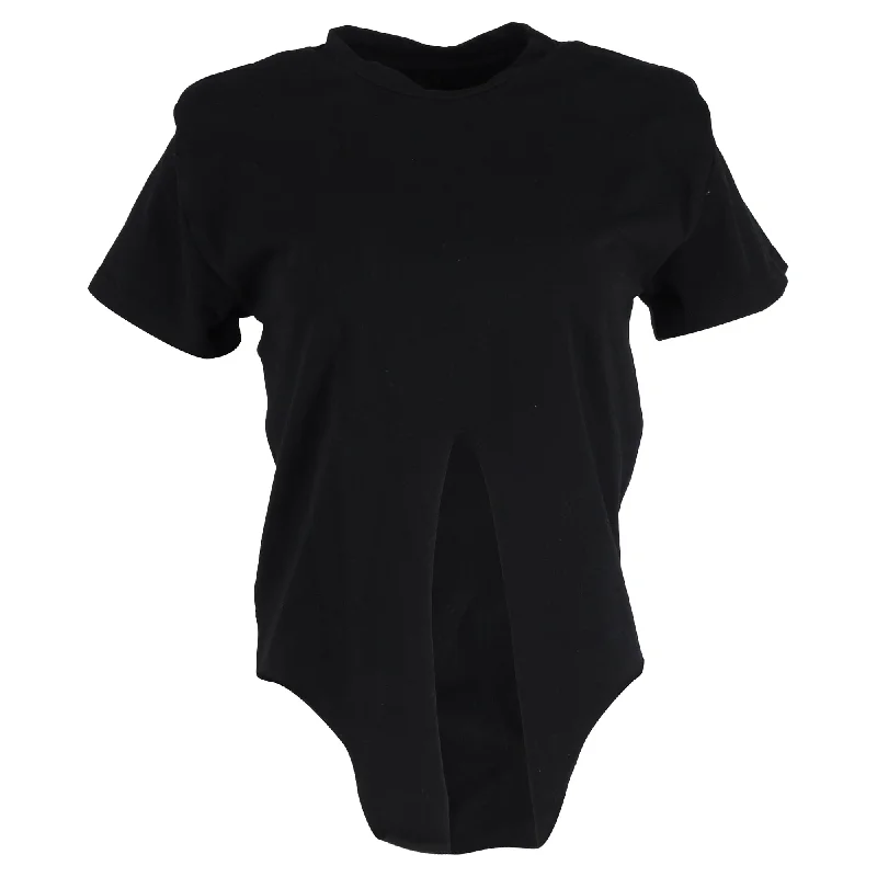 Isabel Marant Front Tie T-Shirt in Black Cotton Anti-Pilling Machine Wash Handmade