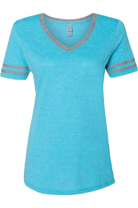 JERZEES Women´s Varsity Triblend V-Neck T-Shirt Fitted T-Shirt Seamless Stretchy