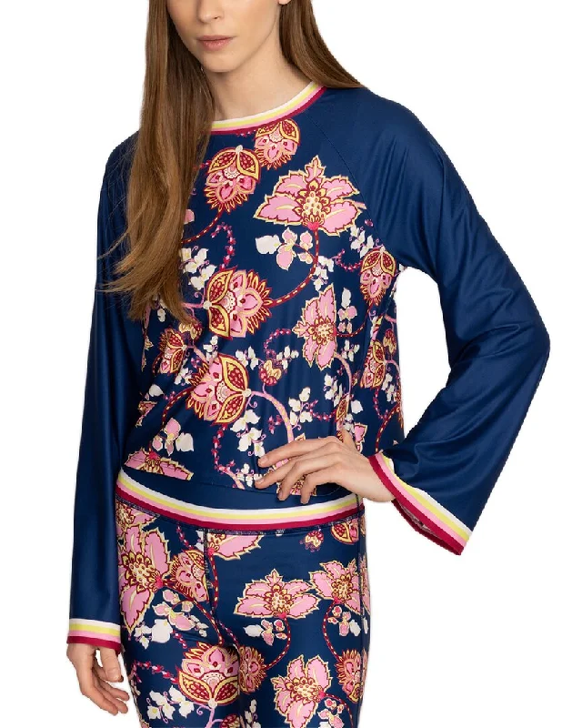 Johnny Was Kimono Sleeve Swing T-Shirt Lace Blend Ribbed Blend Corduroy Blend