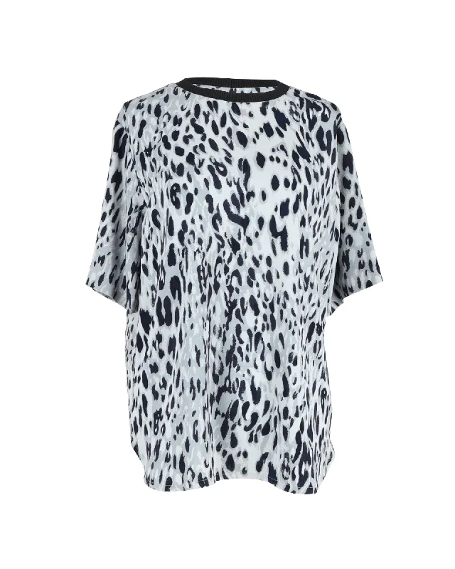 Joseph Leopard-Print T-shirt in Multicolor Cotton Zippered Buttoned Snapped