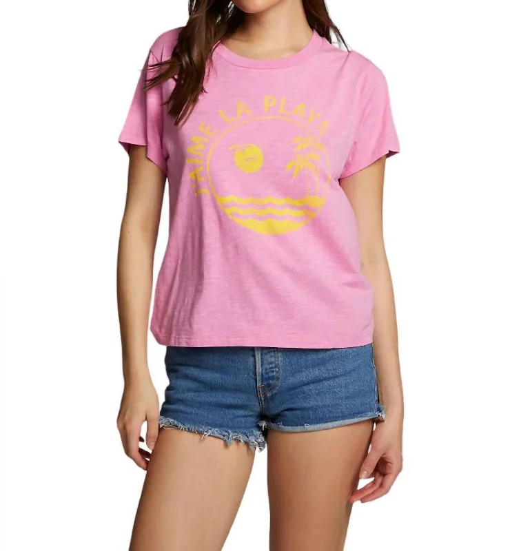 La Playa Tee In Bright Pink Fashionable Trendy Casual