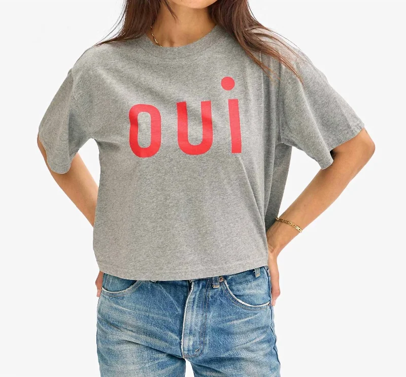 Le Carre Tee In Grey Melange W/ Bright Poppy Oui Welt Pockets Slit Pockets