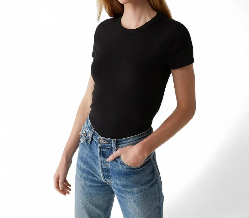 Lexy Tee In Black Zippered Front Buttoned Front Snap Front