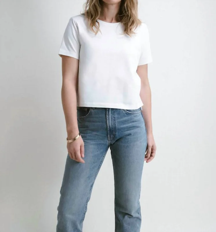 Lively Shoulder Tee In White Zippered Front Buttoned Front Snap Front