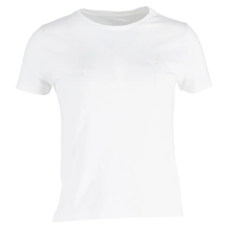 Loewe Anagram T-shirt in White Cotton Notch Collar Peter Pan Collar Cowl Neck