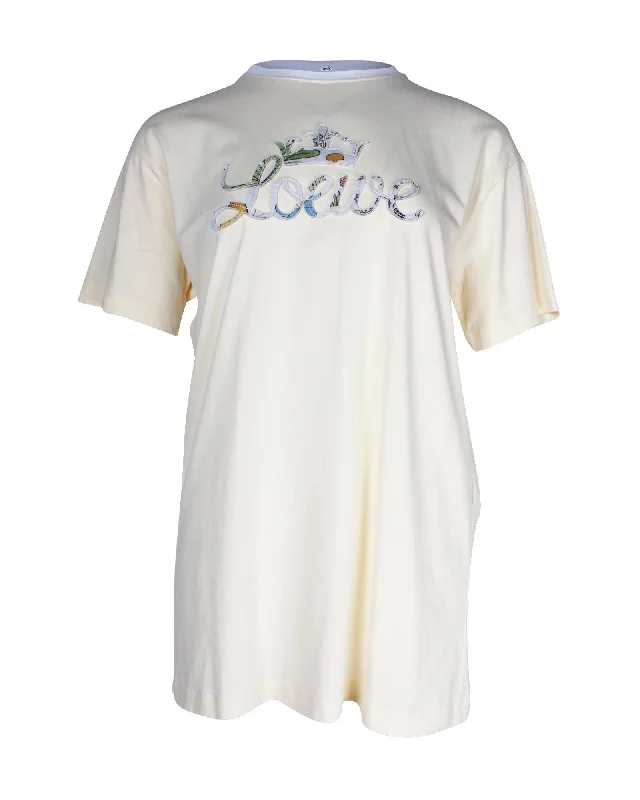 Loewe Herbarium Logo T-Shirt in Yelow Cotton Fleece Fabric Down Fabric Feather Fabric Loewe Herbarium Logo T-Shirt in Yelow Cotton Fleece Fabric Down Fabric Feather Fabric