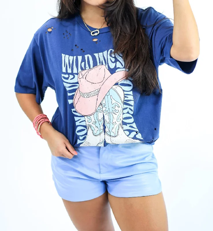 Long Live Wild West Tee In Indigo Casual Formal Business