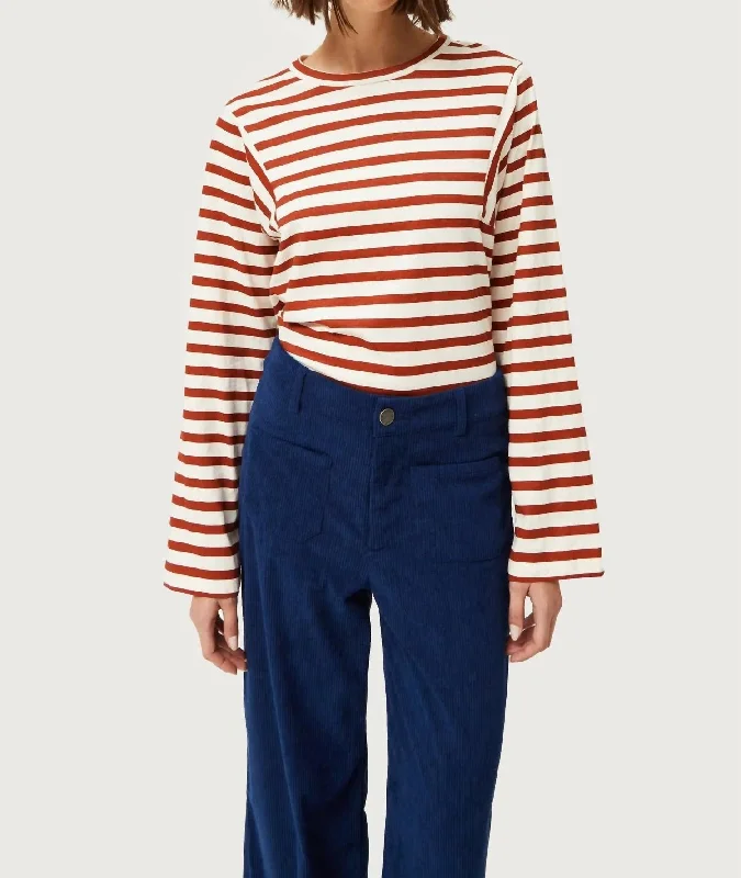 Nadine T-Shirt In Rust Beaded Sequined Faux Fur