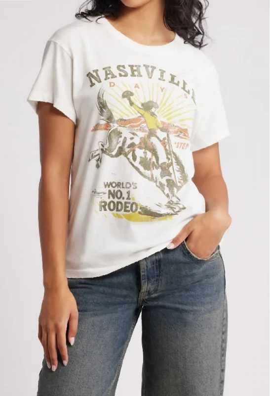 Nashville Days Tour Tee In Vintage White Graphic T-Shirt Round Neck Polyester