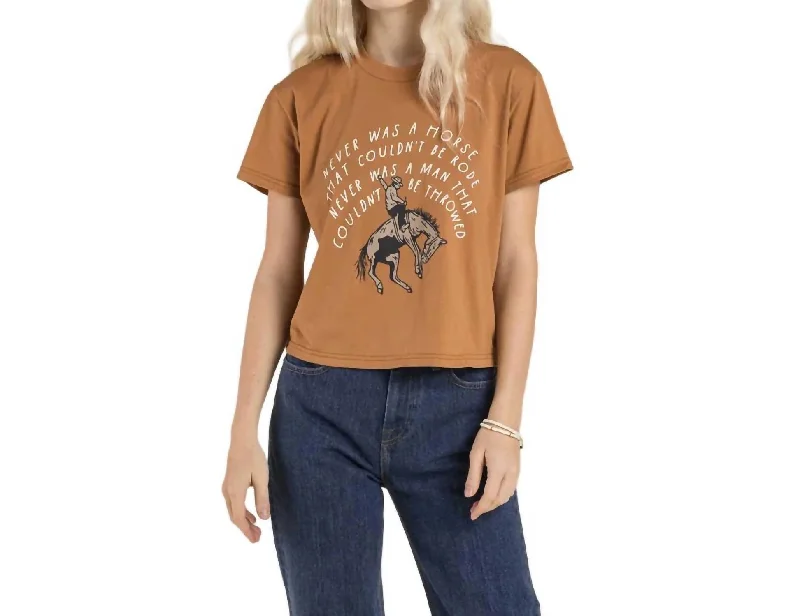 Never Was A Horse Crop Tee In Meerkat Hooded Caped Shawl Collar