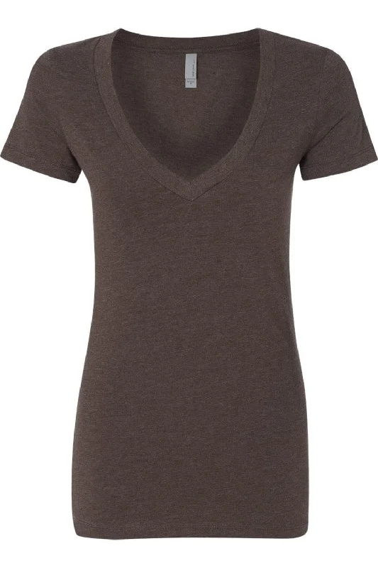 Next Level Womens CVC Deep V-Neck T-Shirt Rayon Fabric Velvet Fabric Corduroy Fabric