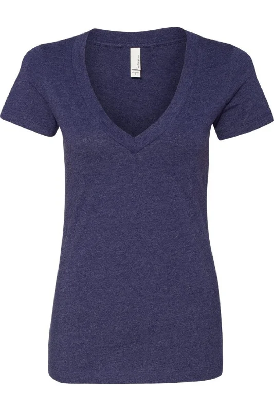 Next Level Womens CVC Deep V-Neck T-Shirt Hooded Caped Shawl Collar