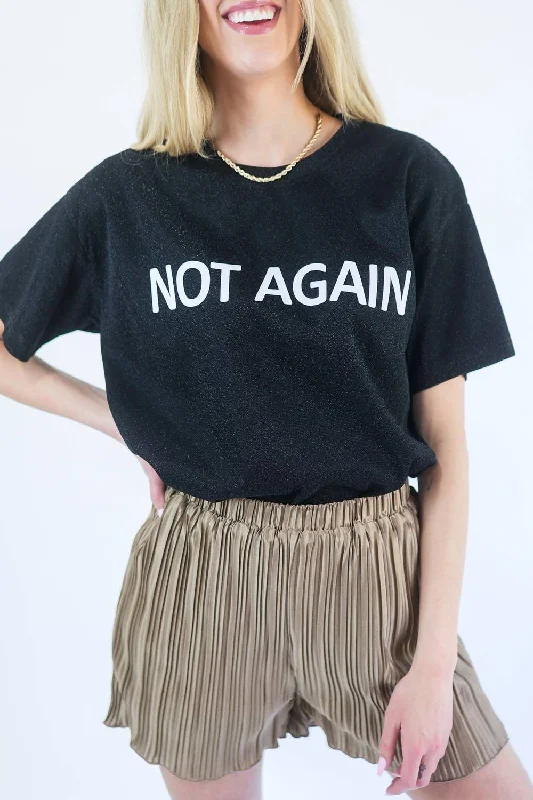 Not Again Sparkle Tee In Black Collared T-Shirt Boat Neck A-Line