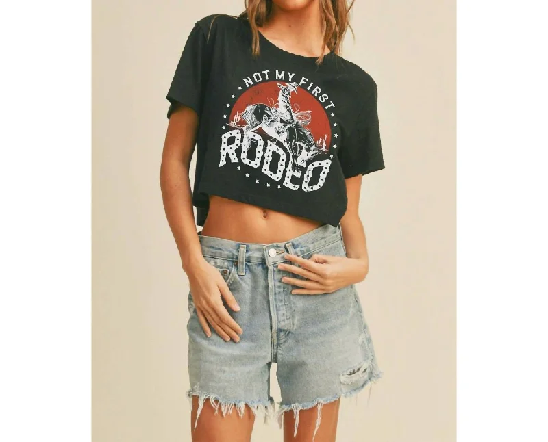 Not My First Rodeo Cowboy Graphic Tee In Black Terry Blend Velvet Blend Canvas Blend