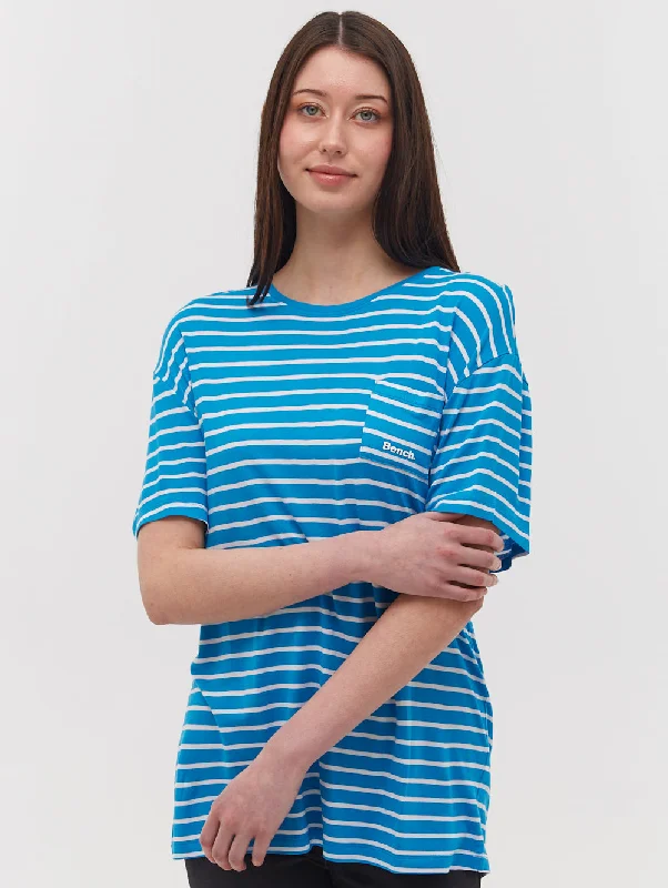 Nouria Striped Pocket T-Shirt Spandex Blend Rayon Blend Denim Blend