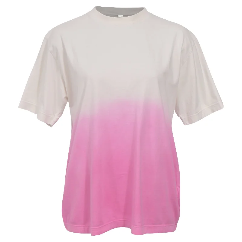 Off White Gradient Effect T-shirt in Pink Cotton Silk Blend Satin Velvet