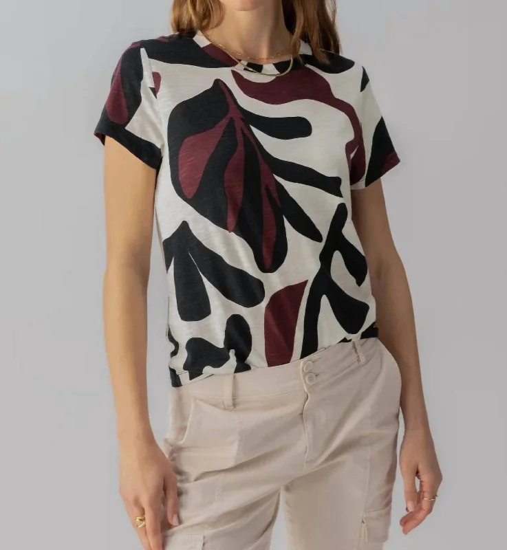 Perfect Tee In Light Mineral V-Neck T-Shirt Long Sleeve Cotton