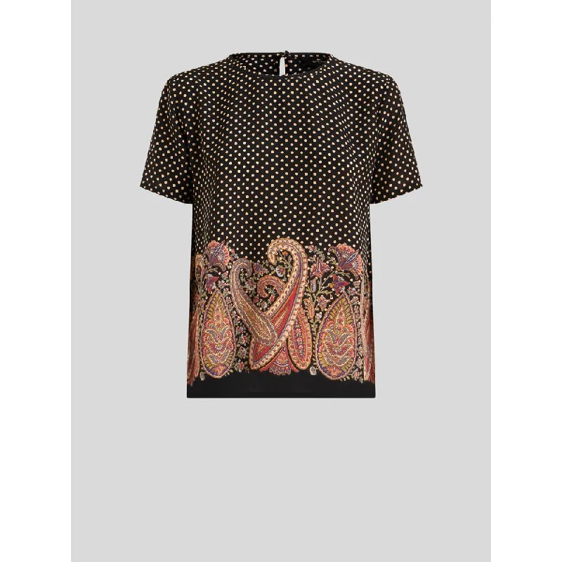PRINTED CRÊPE DE CHINE T-SHIRT Houndstooth Herringbone Solid