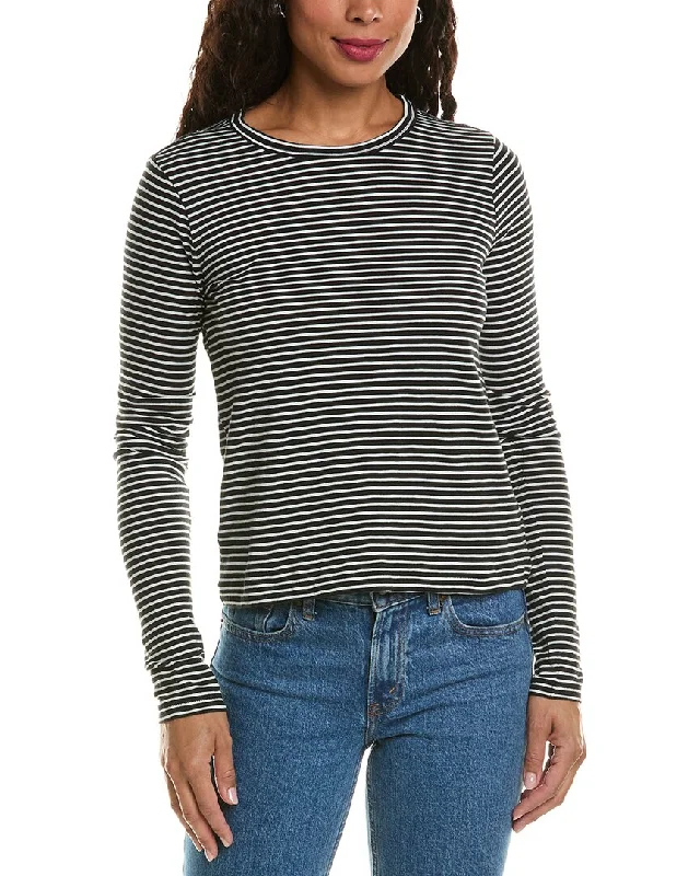 rag & bone Stripe T-Shirt Spandex Blend Rayon Blend Denim Blend
