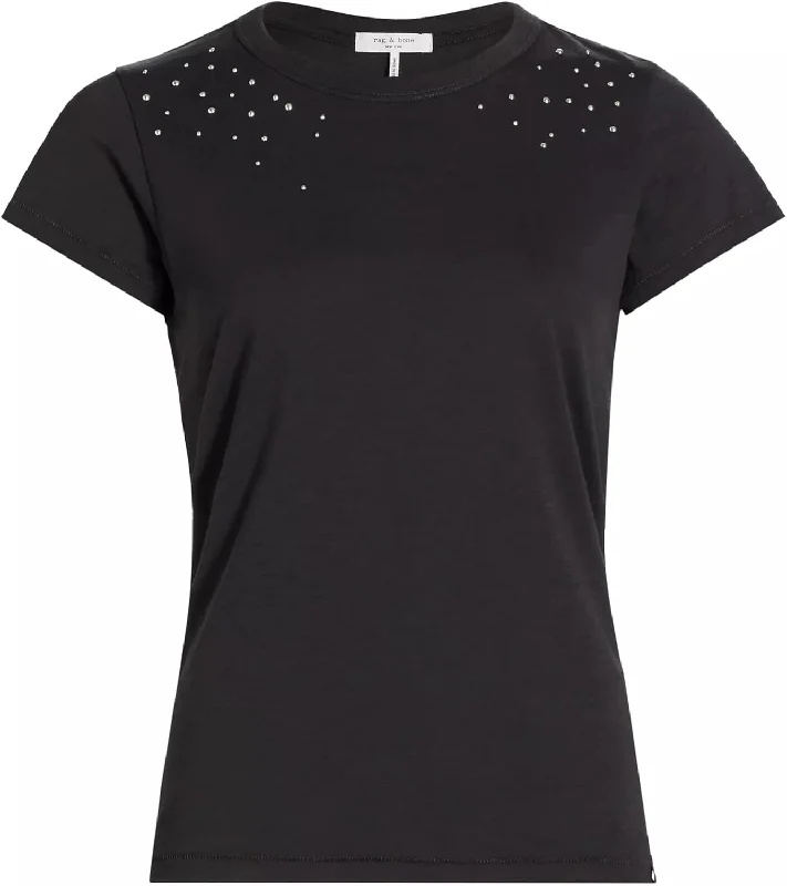 rag & bone Women's Ombre Stud Tee, Black Front Pockets Side Pockets Patch Pockets