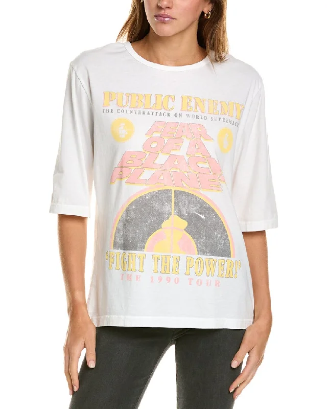 Recycled Karma Public Enemy Fight the Power T-Shirt Notch Collar Peter Pan Collar Cowl Neck