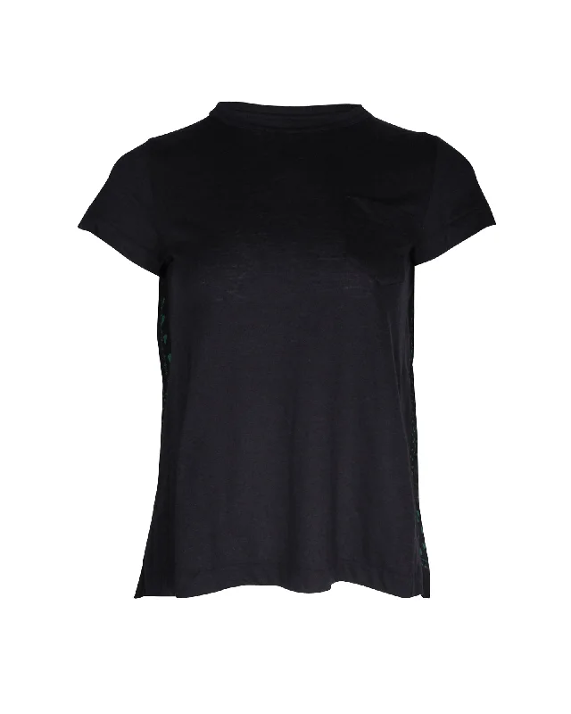 Sacai Back Detail T-shirt in Black Linen Welt Pockets Slit Pockets Flap Pockets