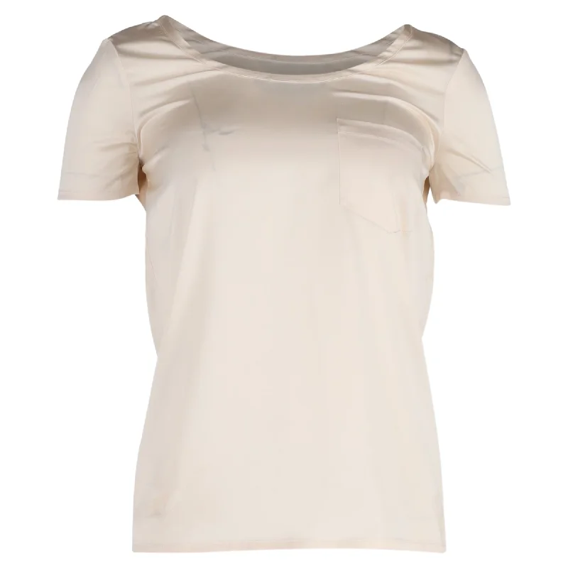 Saint Laurent T-shirt in Cream Silk Seamless Knitted Crochet
