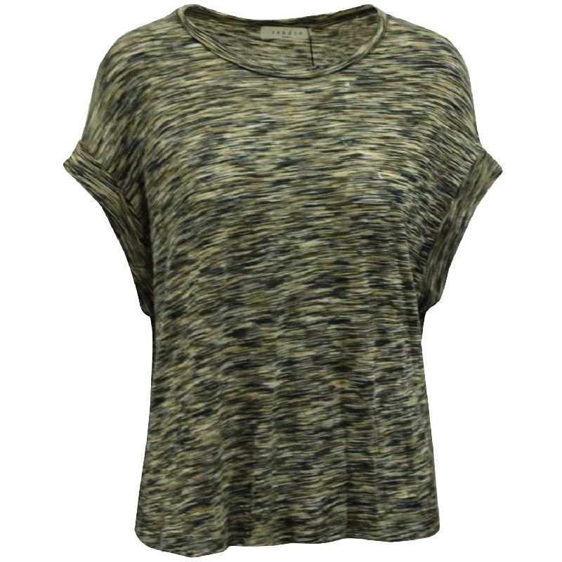 Sandro Paris Camouflage T-Shirt in Multicolor Viscose Elegant Classic Vintage