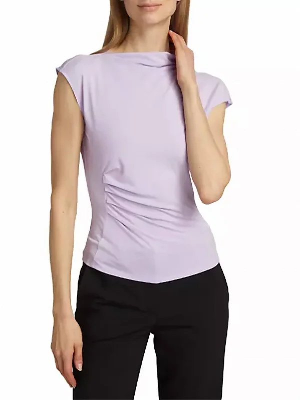 Sasha Ruched Tee In Lilac Cozy Warm Stylish