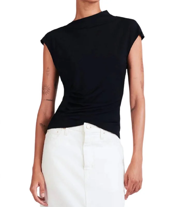 Sasha Ruched Tee In Midnight Machine Wash Dry Clean Hand Wash