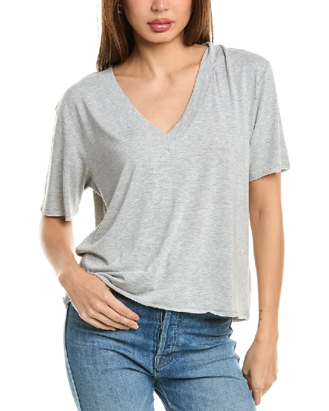 Splendid V-Neck T-Shirt Terry Blend Velvet Blend Canvas Blend