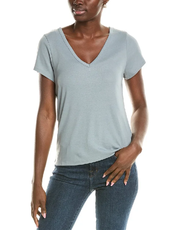 Splendid V-Neck T-Shirt Chenille Blend Fleece Blend Nylon Blend