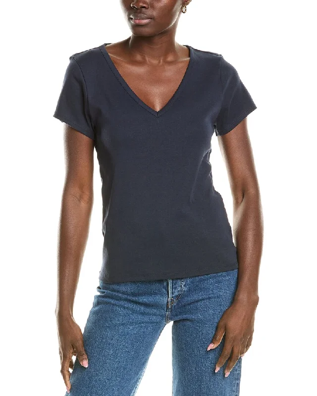 Splendid V-Neck T-Shirt Graphic Embroidered Appliqued