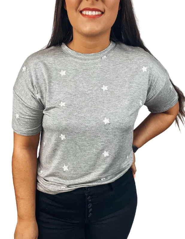 Star T-Shirt In Grey Terry Blend Velvet Blend Canvas Blend