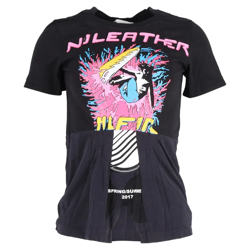 Stella McCartney Jersey No Leather Surf Print T-Shirt in Black Cotton Elasticated Padded Insulated Stella McCartney Jersey No Leather Surf Print T-Shirt in Black Cotton Elasticated Padded Insulated