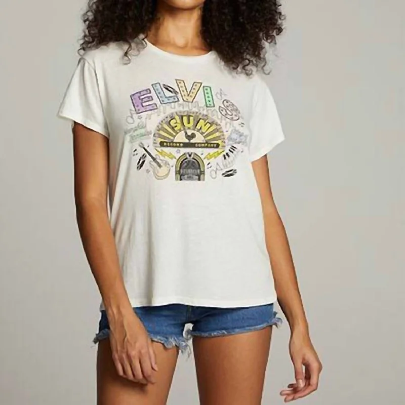 Sun Records Memphis Collage Tee In Bright White Spandex Blend Rayon Blend Denim Blend