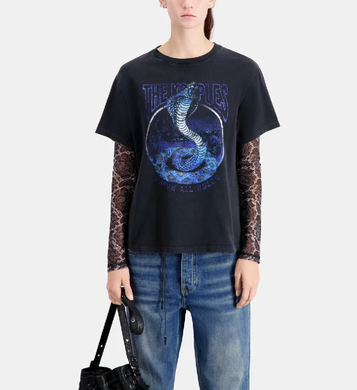 T-shirt With Cobra Serigraphy Cashmere Blend Cotton Blend Poly Blend