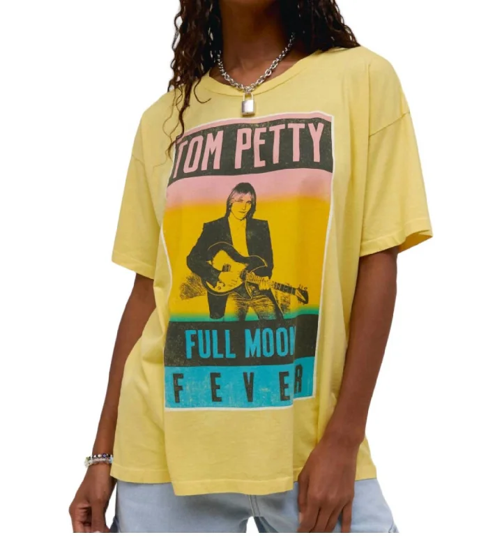 Tom Petty Full Moon Fever Tee In Yellow Bloom Real Fur Shearling Chenille