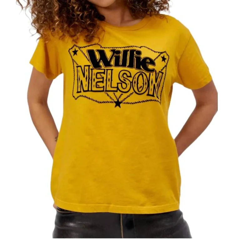 Willie Nelson Lasso Solo Tee In Gold Embroidered Appliqued Beaded