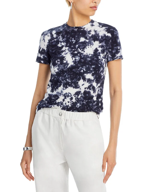 Womens Short Sleeve Tie-Dye T-Shirt Terry Blend Velvet Blend Canvas Blend