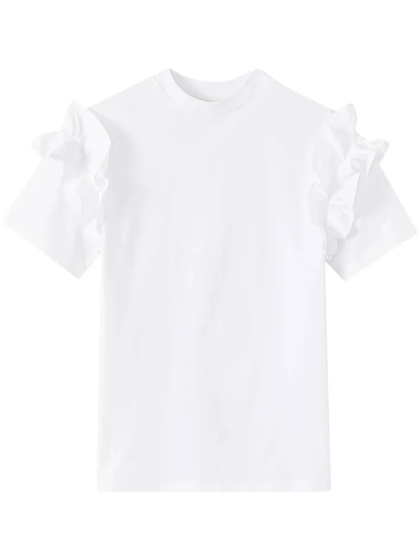 Women's Sophie Rucher Tee In White Front Pockets Side Pockets Patch Pockets