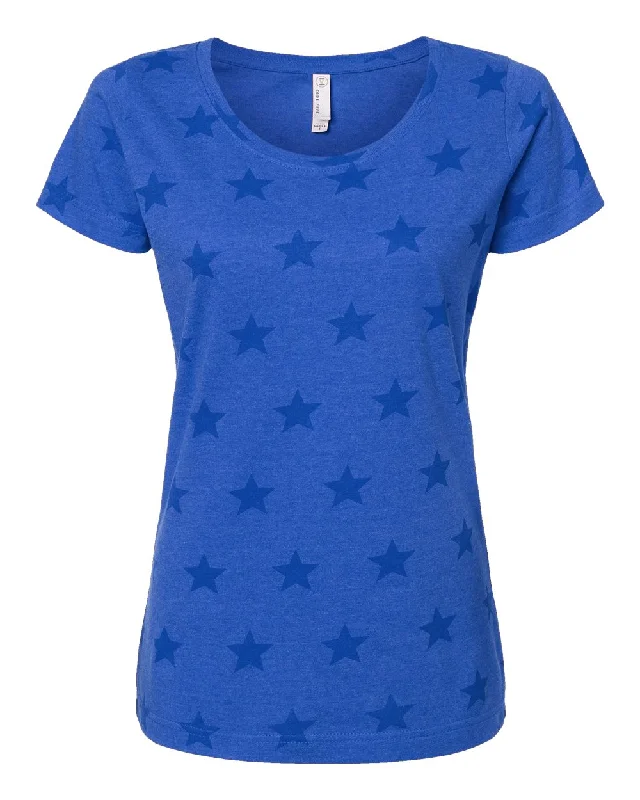 Women's Star Print Scoop Neck Tee Notch Collar Peter Pan Collar Cowl Neck