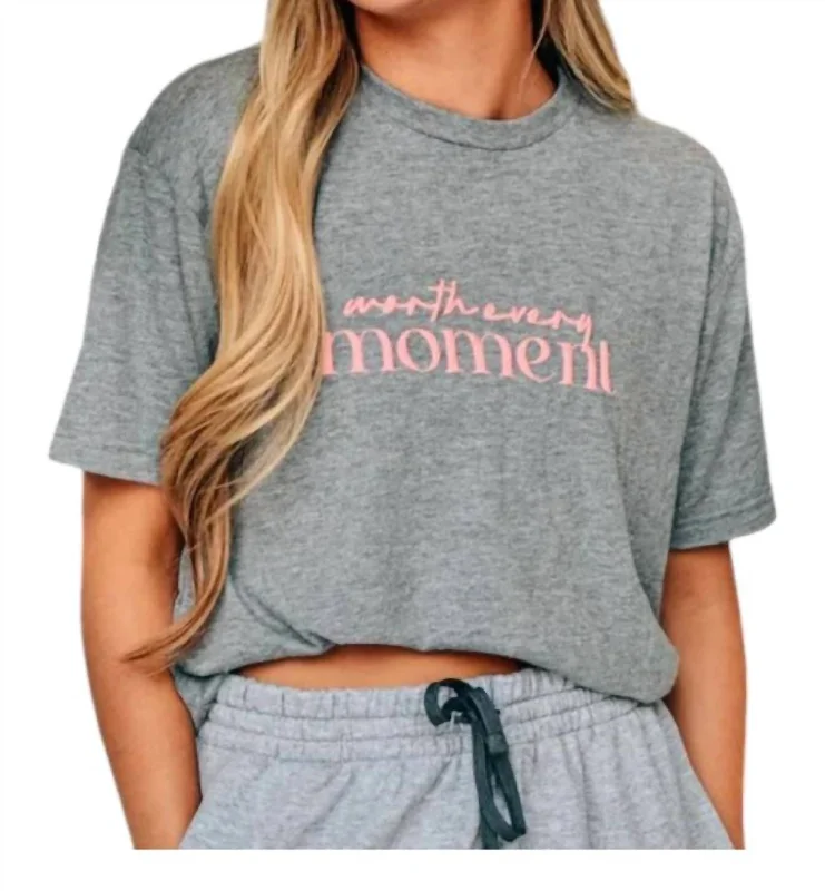 Worth Every Moment Tee In Grey Iron Safe Non-Iron Wrinkle Free