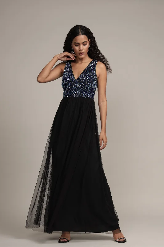 Ada Black Embellished Maxi Dress Stylish Boho Chic Maxi Dress