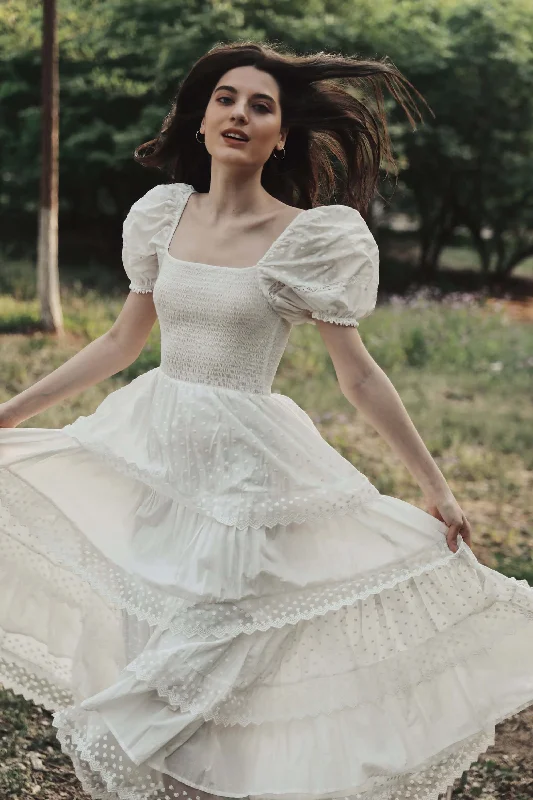 Annora Scalloped Lace Tiered Maxi Dress Classic Tulle Maxi Dress