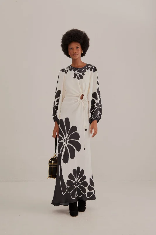 Black Palermo Cut Out  Lenzing™ Ecovero™ Viscose Maxi Dress Cozy Knitted Maxi Dress