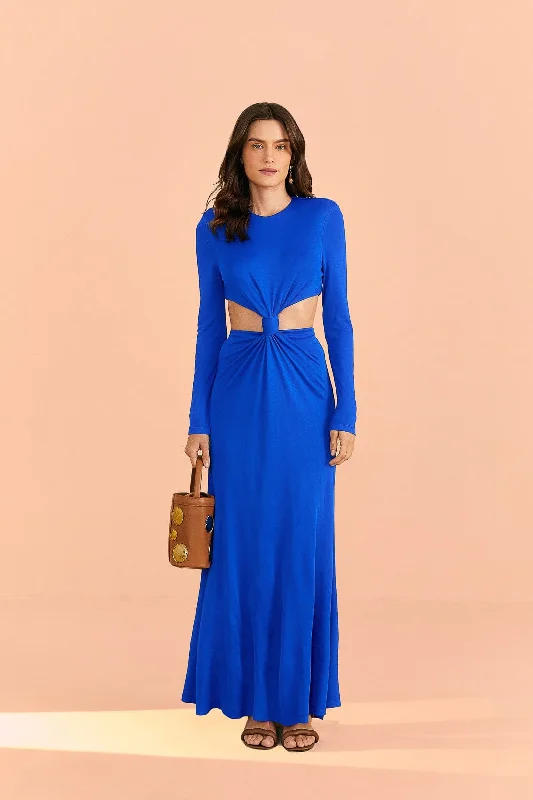 Blue Knot Cut Out Maxi Dress Cozy Ribbed Maxi Dress