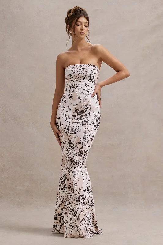 Ceremony | Leopard Print Bandeau Fishtail Maxi Dress Stylish Longline Maxi Dress