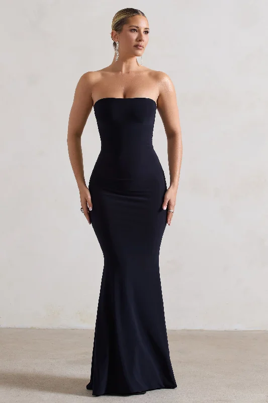 Ceremony | Navy Bandeau Fishtail Maxi Dress Comfortable Maxi Dress with Belt